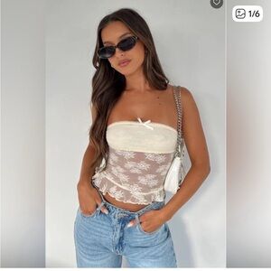 White Fox Boutique Cream Lace Camisole